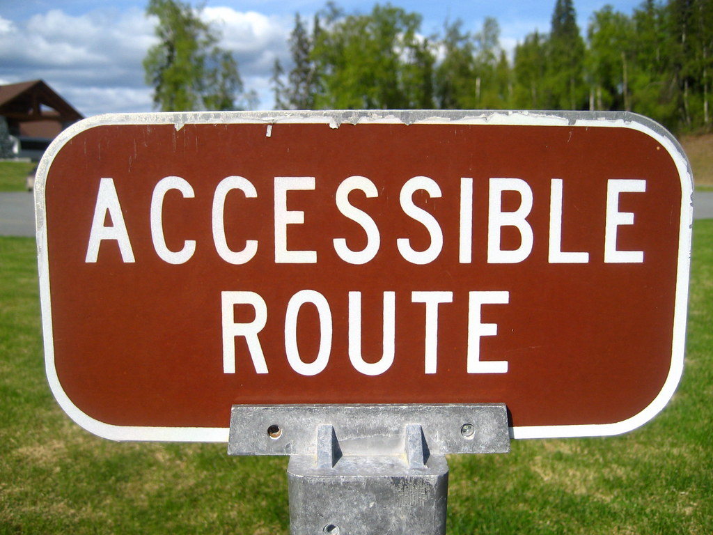 A sign saying 'Accessible Route'